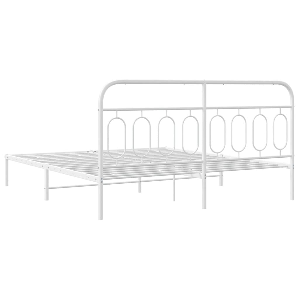 vidaXL Cadre de lit métal sans matelas et tête de lit blanc 183x213 cm