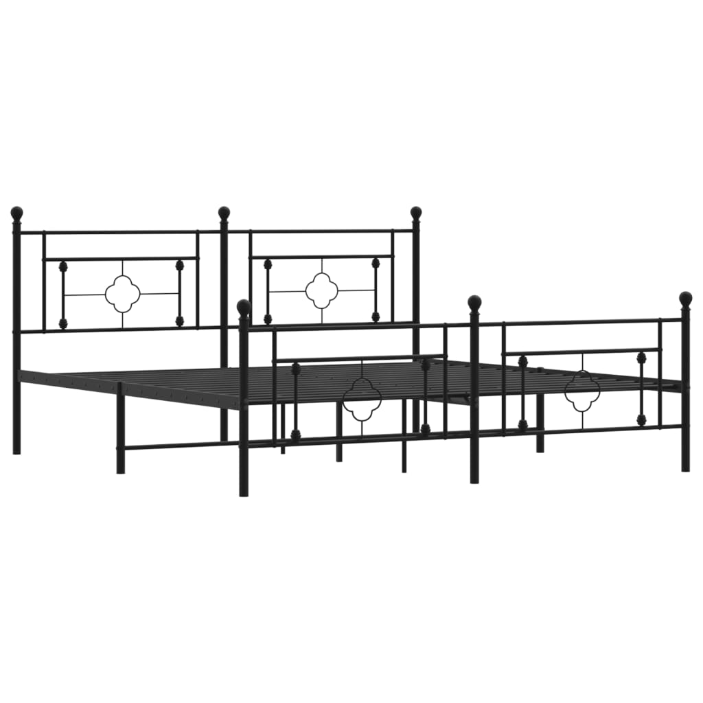 vidaXL Cadre de lit métal sans matelas avec pied de lit noir 183x213cm