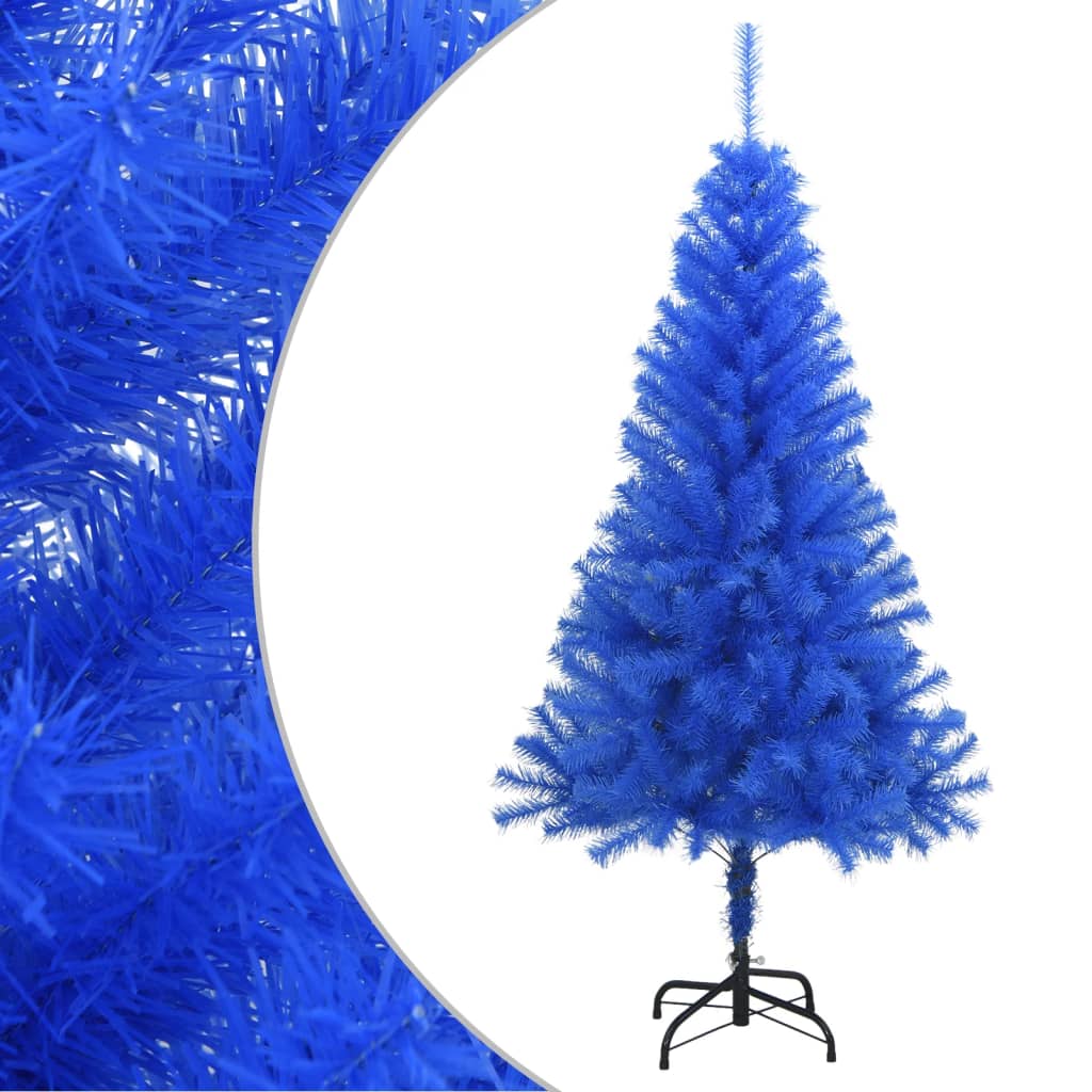 vidaXL Sapin de Noël artificiel avec support bleu 120 cm PVC