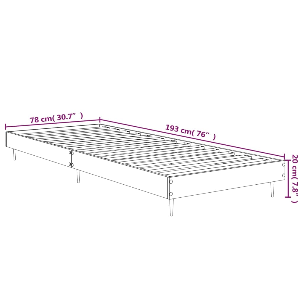 vidaXL Cadre de lit sans matelas sonoma gris 75x190 cm