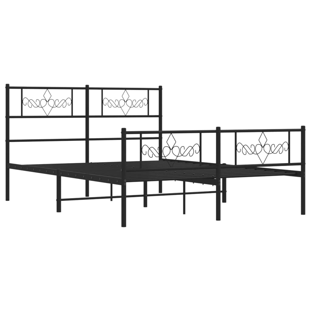 vidaXL Cadre de lit métal sans matelas avec pied de lit noir 120x200cm