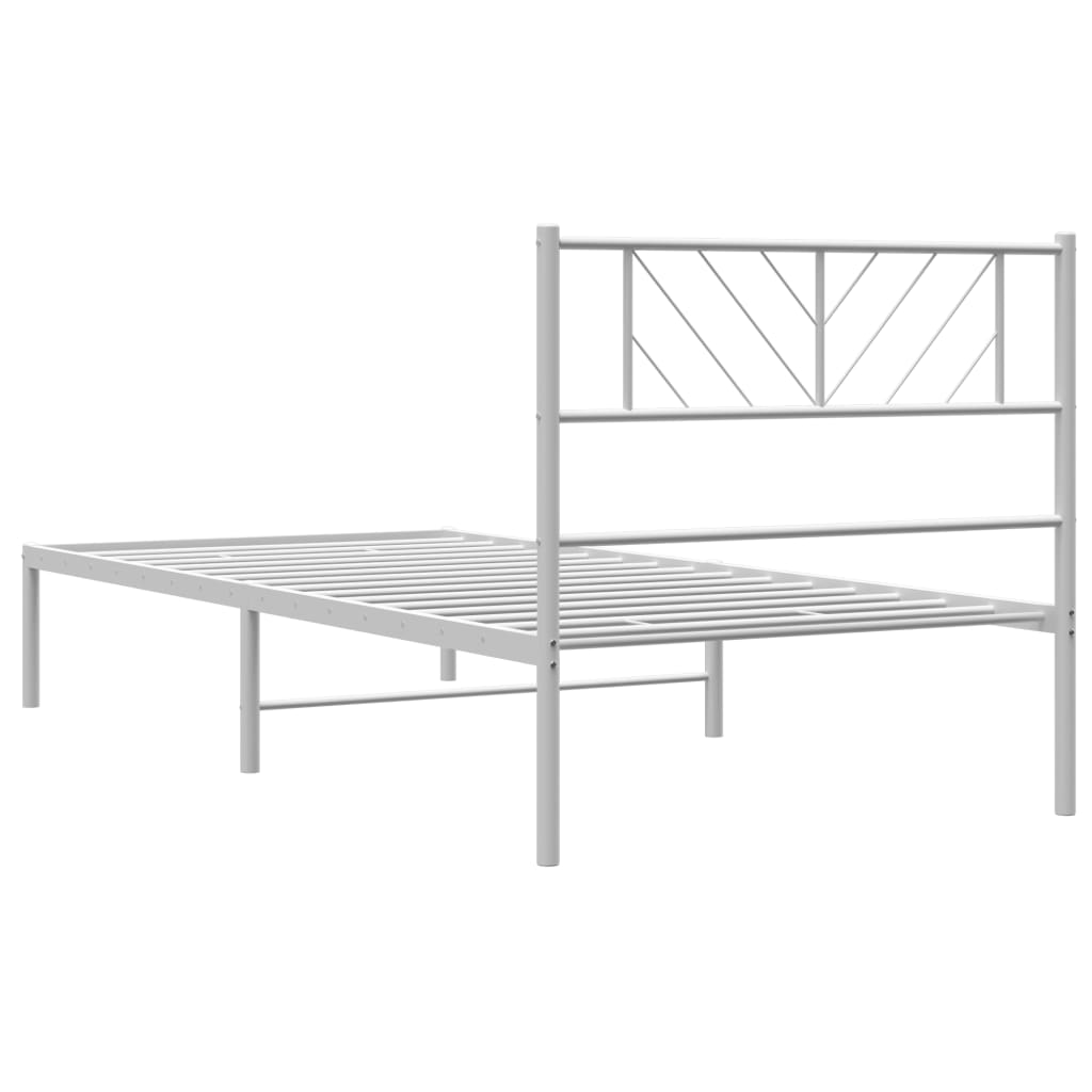 vidaXL Cadre de lit métal avec tête de lit blanc 107x203 cm