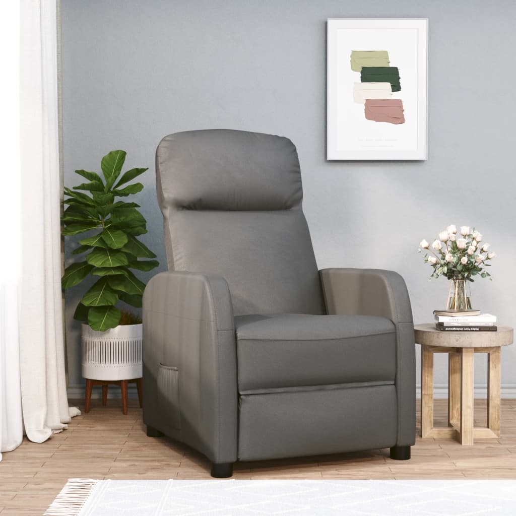 vidaXL Fauteuil inclinable gris anthracite similicuir