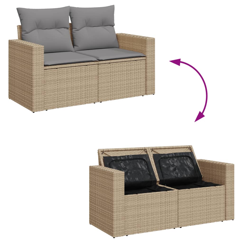 vidaXL Salon de jardin avec coussins 7pcs mélange beige résine tressée