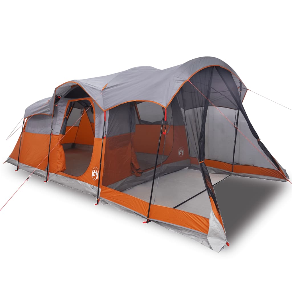 vidaXL Tente familiale tunnel 8 personnes gris et orange imperméable