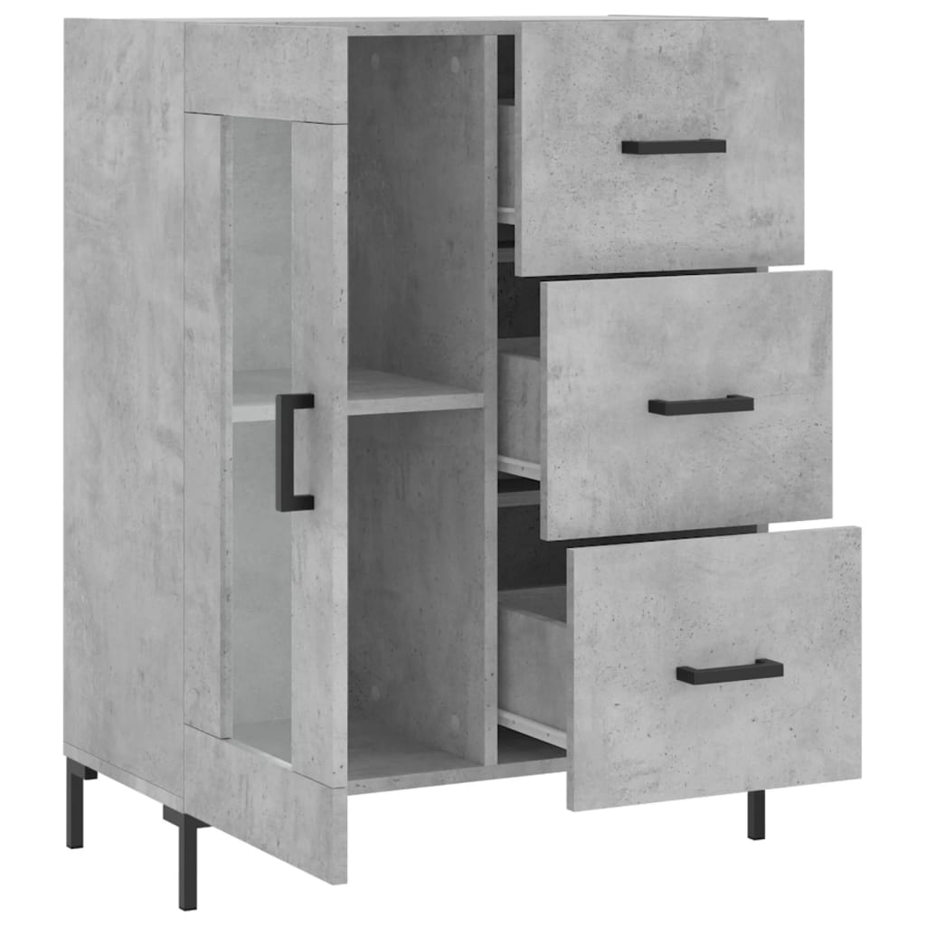 vidaXL Buffet gris béton 69,5x34x90 cm bois d'ingénierie