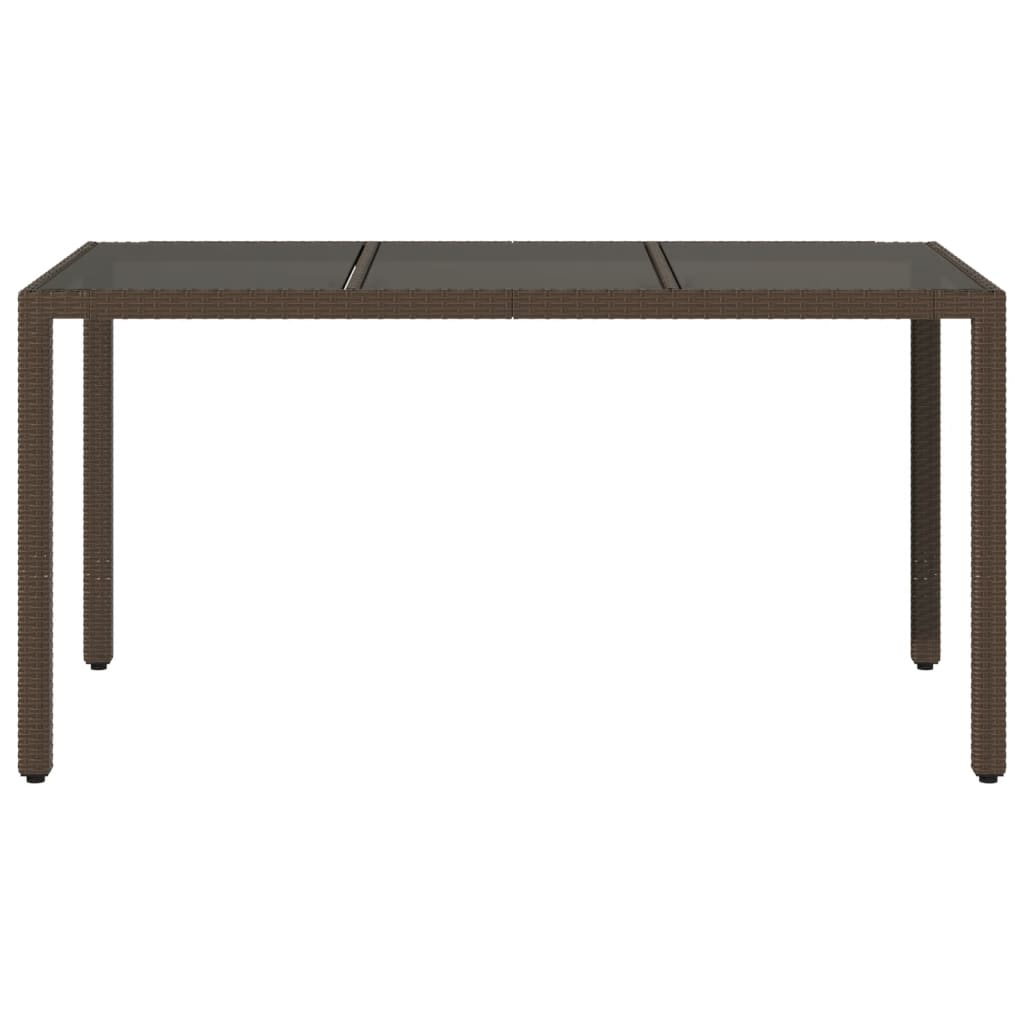 vidaXL Table de jardin avec dessus en verre marron résine tressée