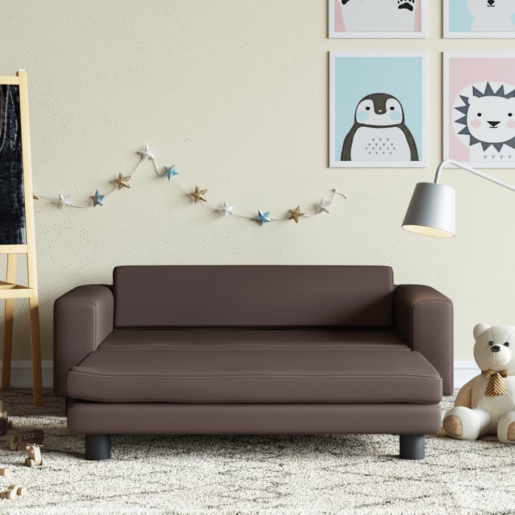 vidaXL Canapé avec repose-pied pour enfants marron 100x50x30 cm