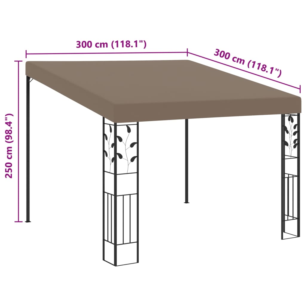 vidaXL Belvédère mural 3x3x2,5 m Taupe