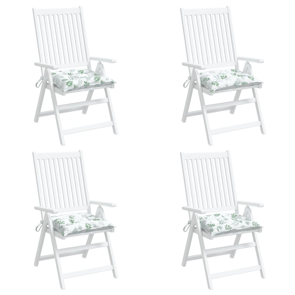 vidaXL Coussins de chaise lot de 4 à motif de feuilles 40x40x7 cm