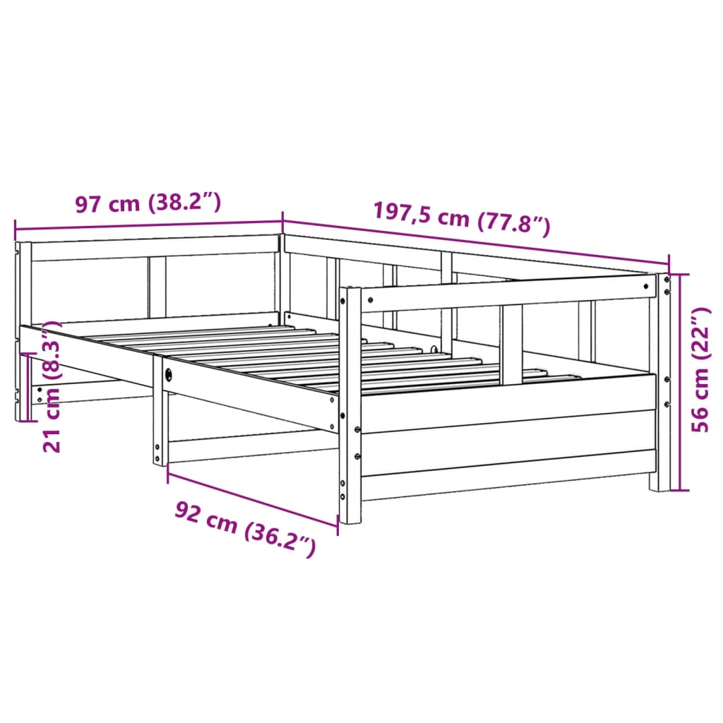 vidaXL Lit de jour avec matelas cire marron 90x190 cm bois pin massif