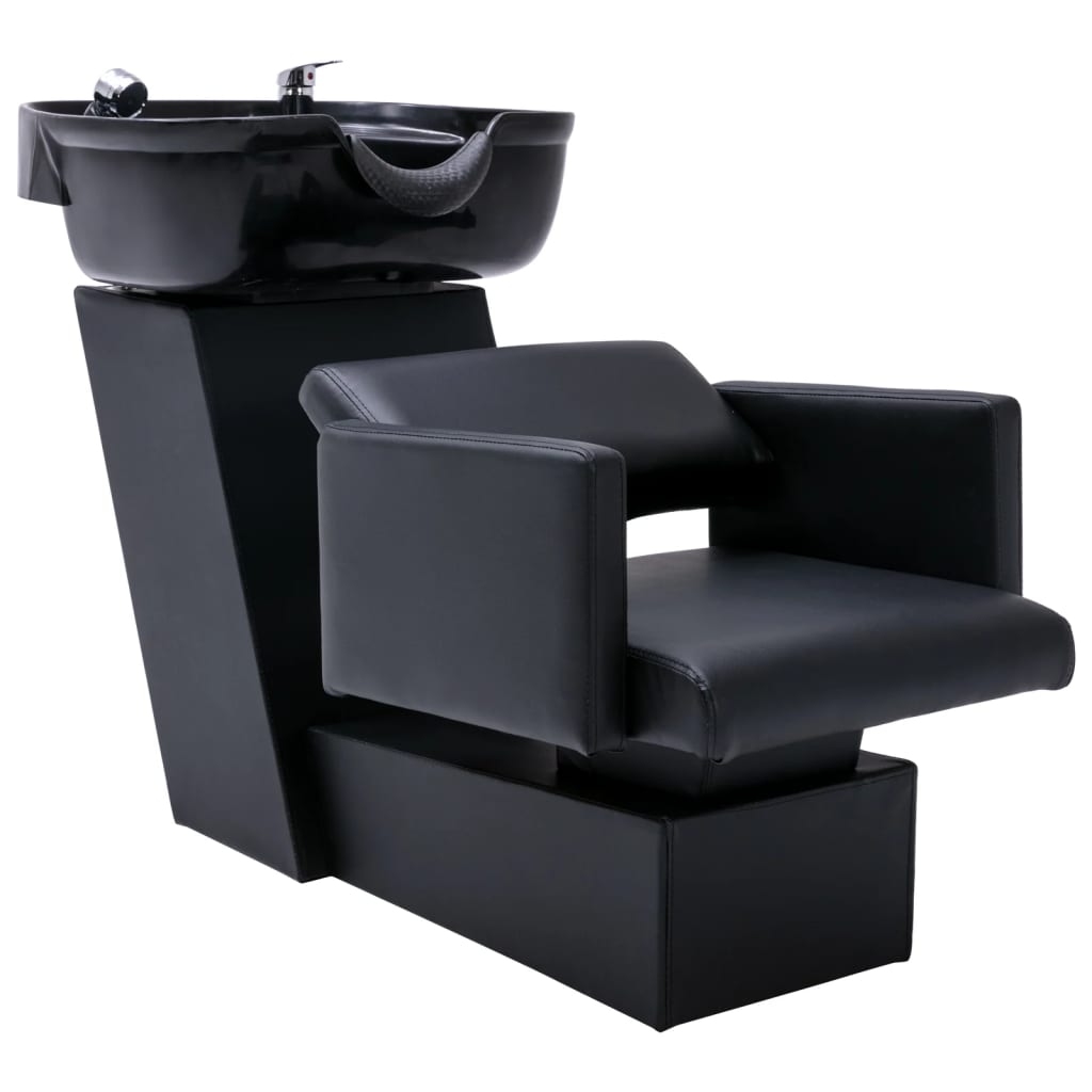 vidaXL Chaise de salon avec lavabo Noir 129x59x82 cm Similicuir
