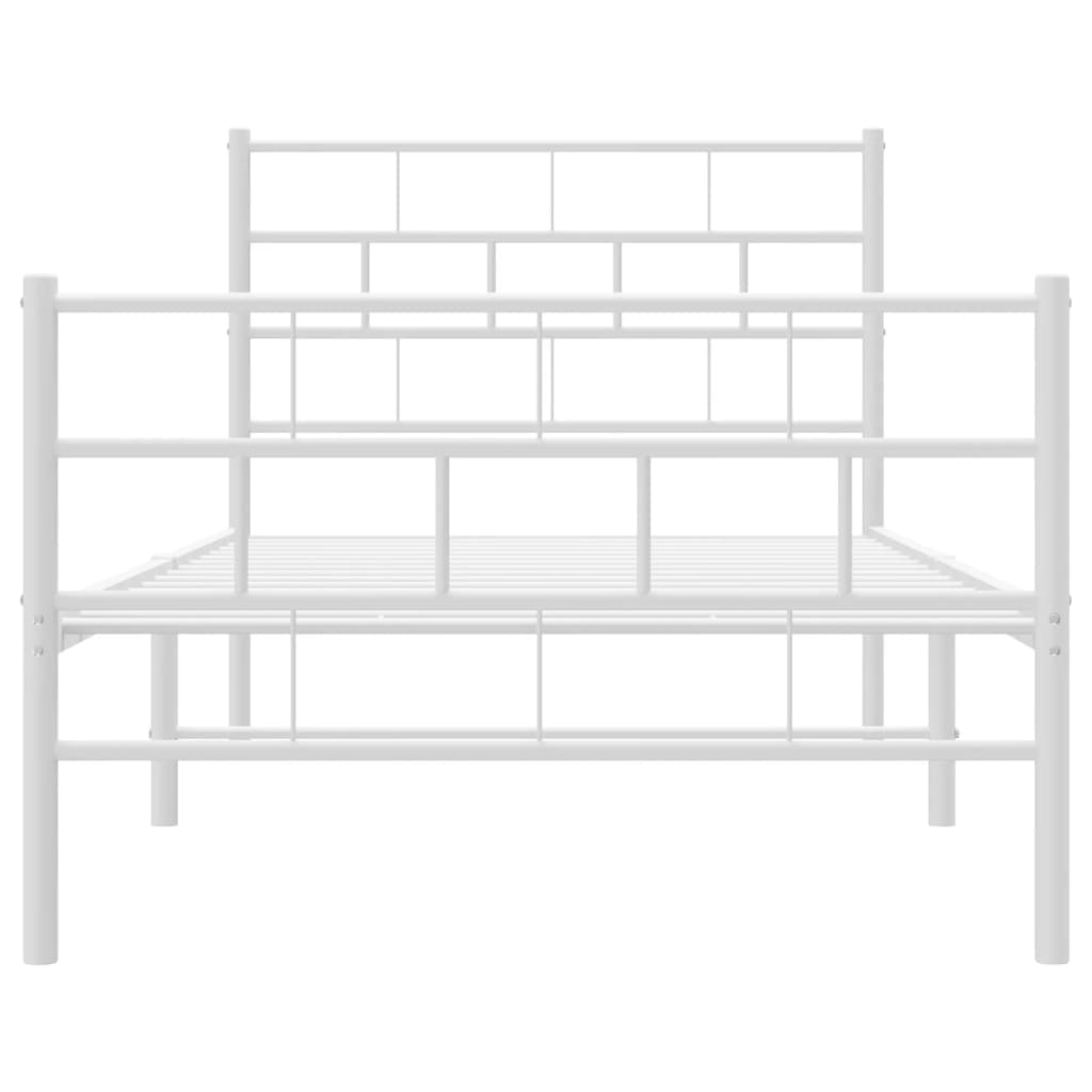 vidaXL Cadre de lit métal sans matelas avec pied de lit blanc 90x200cm