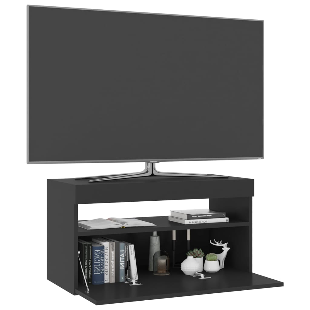 vidaXL Meuble TV avec lumières LED Noir 75x35x40 cm
