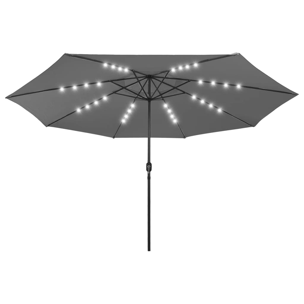 vidaXL Parasol d'extérieur avec LED et mât en métal 400 cm Anthracite