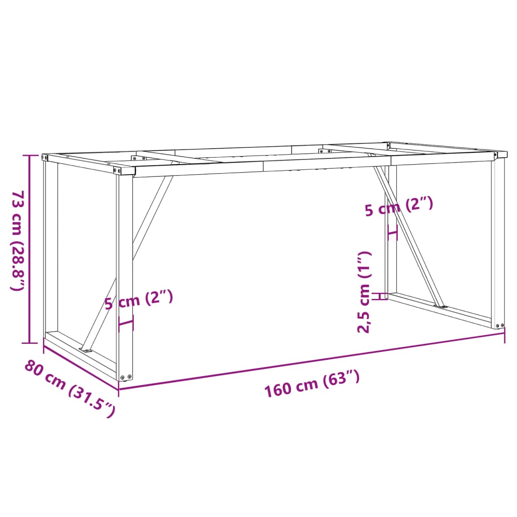 vidaXL Pieds de table à manger cadre en O 160x80x73 cm fonte