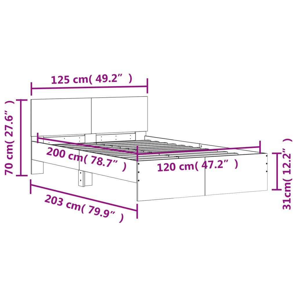 vidaXL Cadre de lit sans matelas noir 120x200 cm