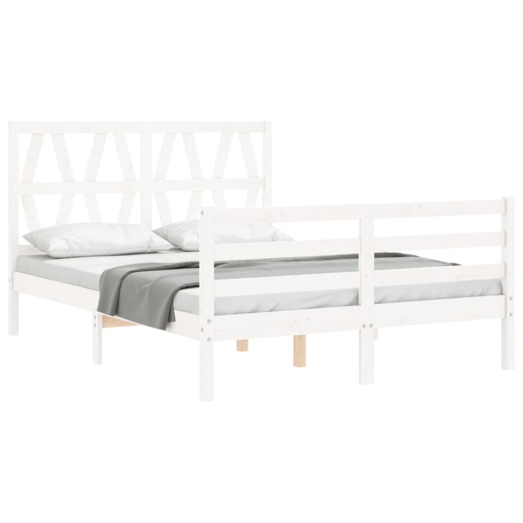 vidaXL Cadre de lit sans matelas blanc bois massif