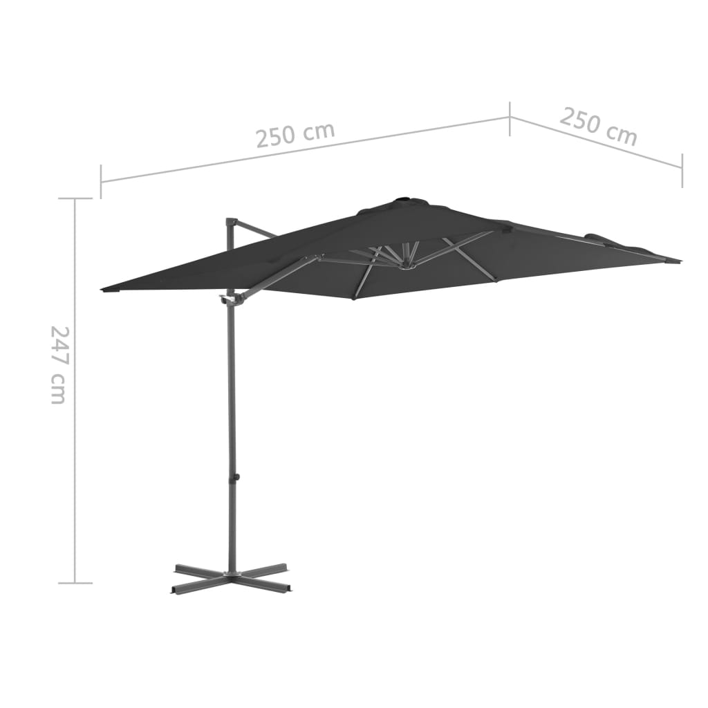 vidaXL Parasol de jardin en porte-à-faux avec mât en acier anthracite