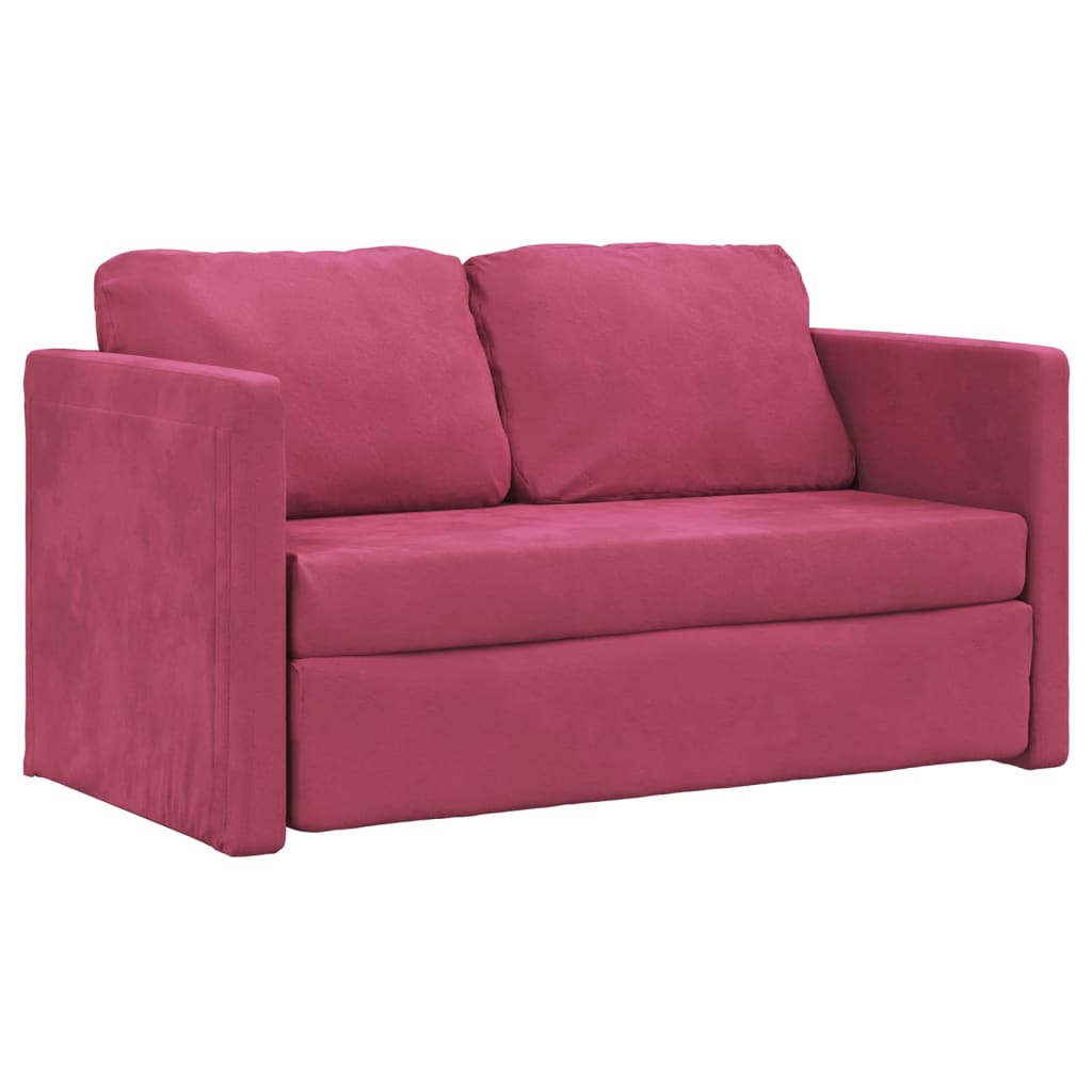 vidaXL Canapé-lit 2 en 1 rouge bordeaux 122x204x55 cm velours