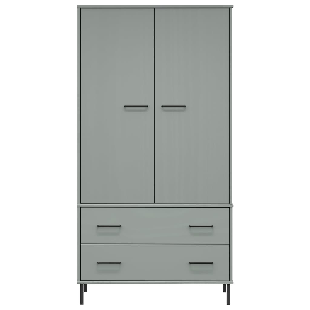 vidaXL Garde-robe avec pieds en métal Gris 90x55x172,5 cm Bois OSLO