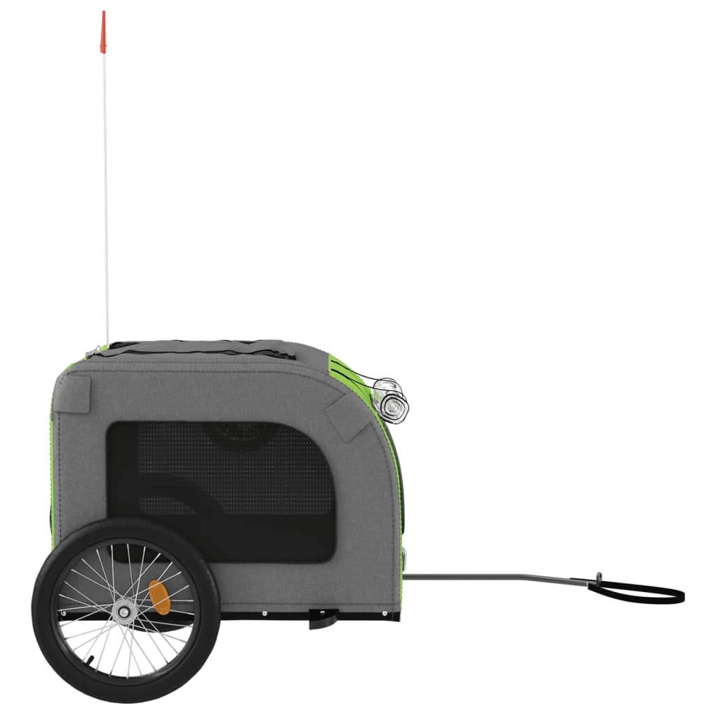 vidaXL Remorque de vélo pour animaux de compagnie vert et gris