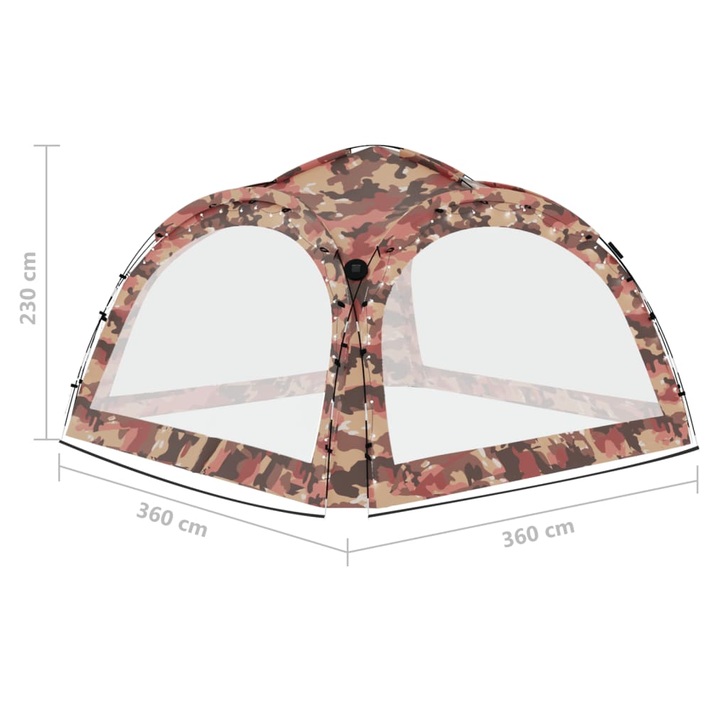 vidaXL Tente de réception avec LED et 4 parois 3,6x3,6x2,3m Camouflage