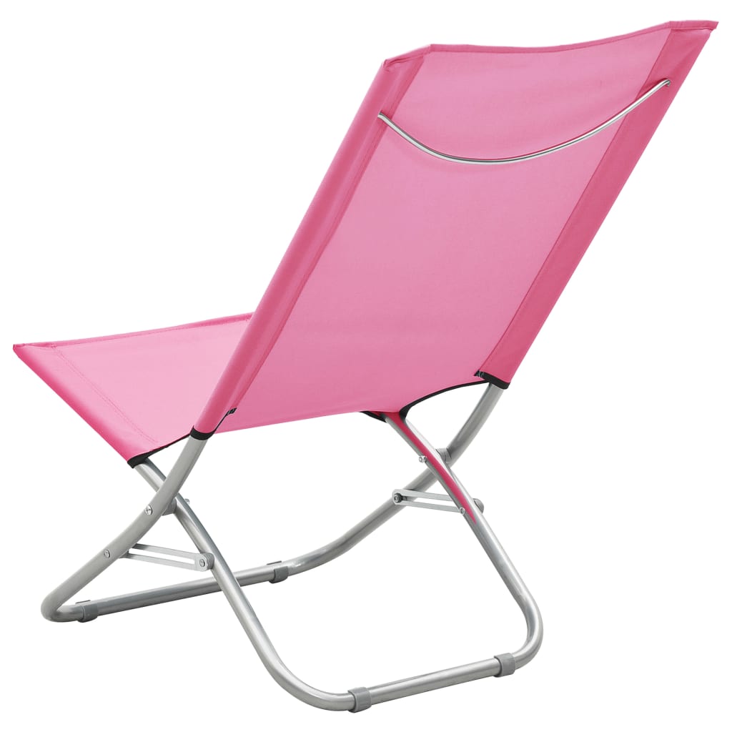 vidaXL Chaises de plage pliables lot de 2 Rose Tissu