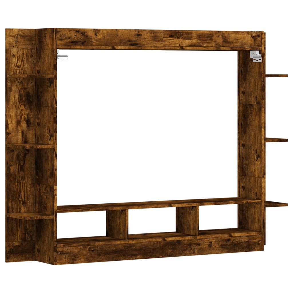 vidaXL Meuble TV chêne fumé 152x22x113 cm bois d'ingénierie