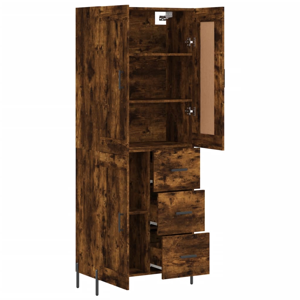 vidaXL Buffet haut Chêne fumé 69,5x34x180 cm Bois d'ingénierie