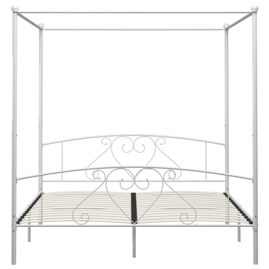 vidaXL Cadre de lit à baldaquin sans matelas blanc métal 200x200 cm