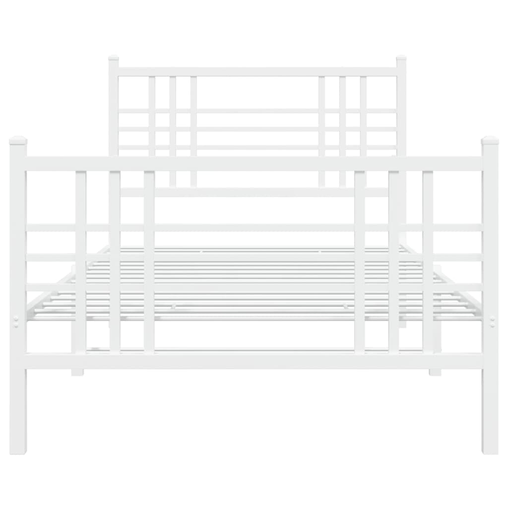 vidaXL Cadre de lit métal sans matelas avec pied de lit blanc 90x190cm