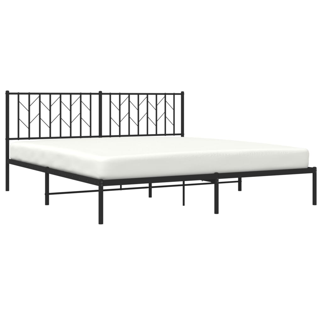 vidaXL Cadre de lit métal sans matelas avec tête de lit noir 183x213cm