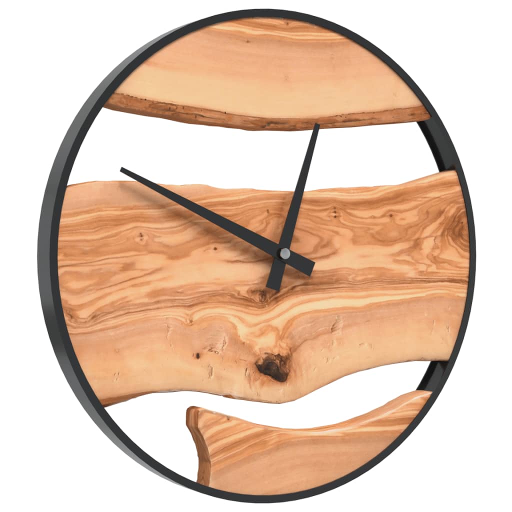 vidaXL Horloge murale marron Ø35 cm fer et bois d'olivier