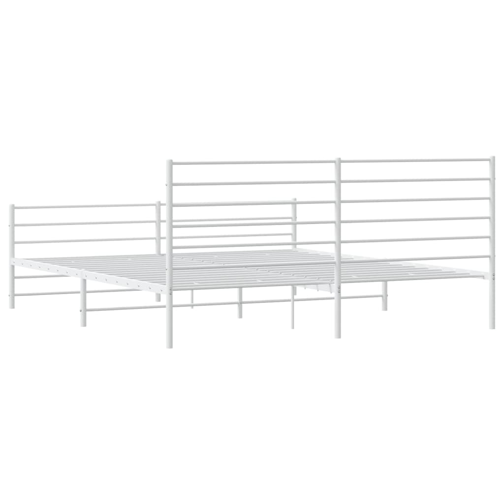 vidaXL Cadre de lit métal sans matelas et pied de lit blanc 193x203 cm