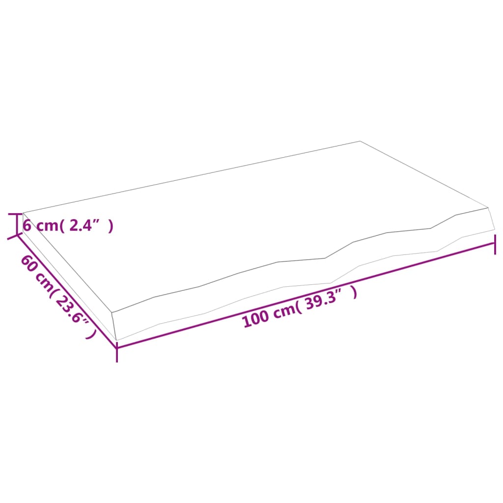 vidaXL Dessus de table marron foncé bois chêne massif traité