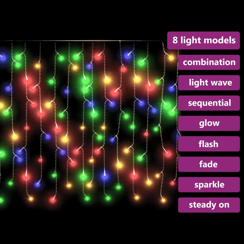 vidaXL Rideau lumineux à glaçons LED 10m 400LED Multicolore 8fonctions