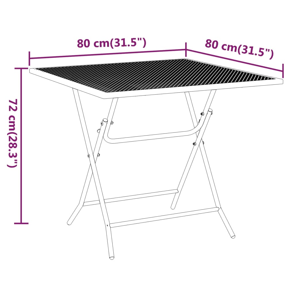 vidaXL Ensemble à manger de jardin 5 pcs Maille Métal Anthracite