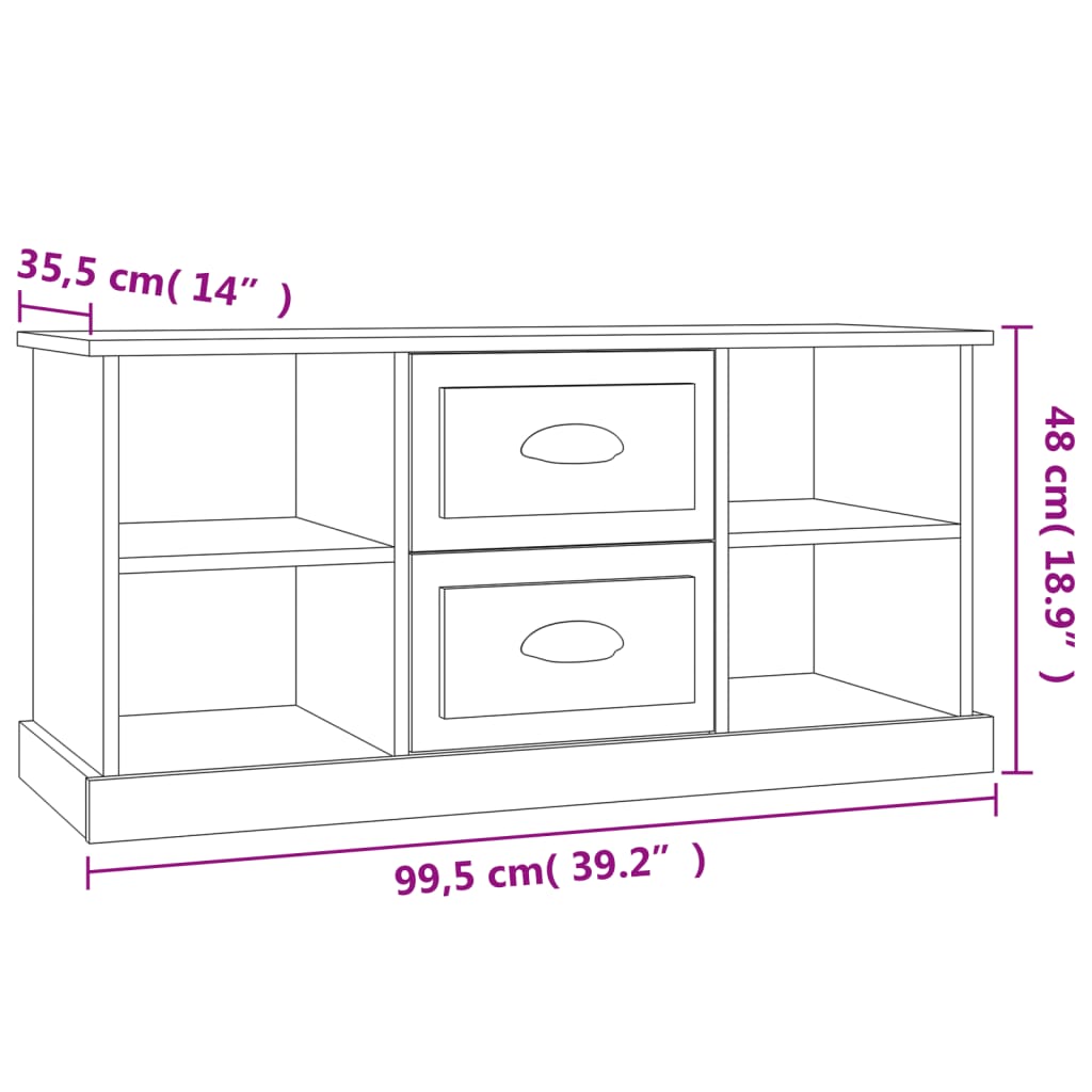 vidaXL Meuble TV gris béton 99,5x35,5x48 cm bois d'ingénierie