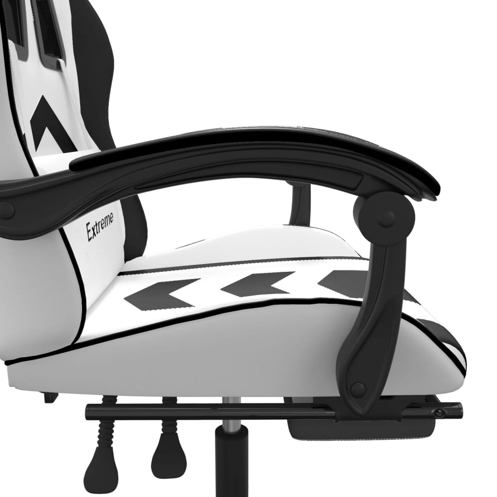 vidaXL Chaise de jeu avec repose-pied Blanc et noir Similicuir