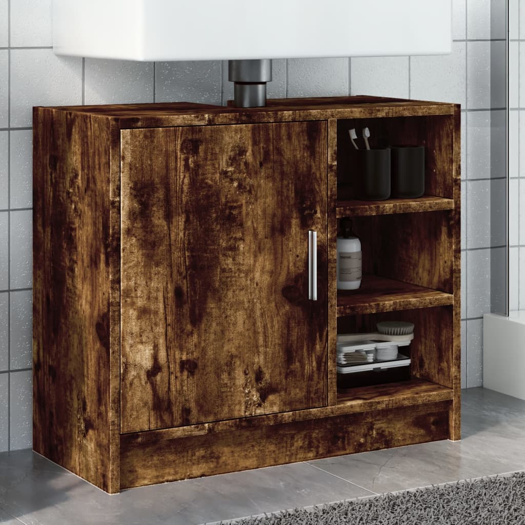 vidaXL Armoire de lavabo chêne fumé 63x29x55 cm bois d'ingénierie