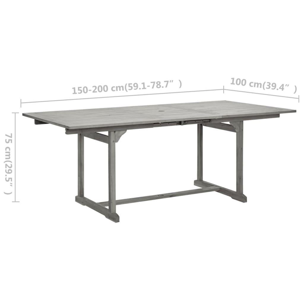 vidaXL Table à dîner de jardin (150-200)x100x75cm Bois d'acacia massif