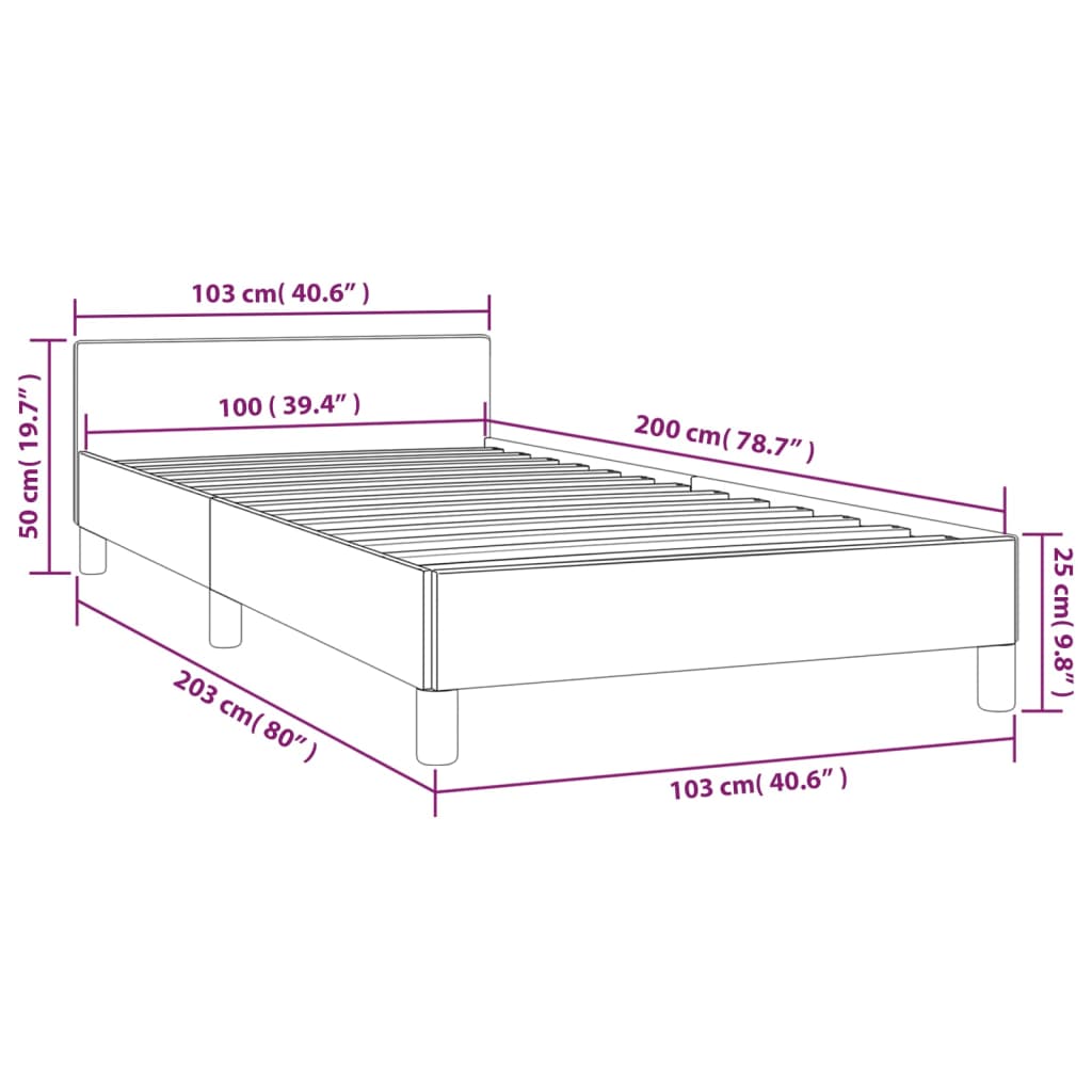 vidaXL Cadre de lit sans matelas gris clair 100x200 cm tissu