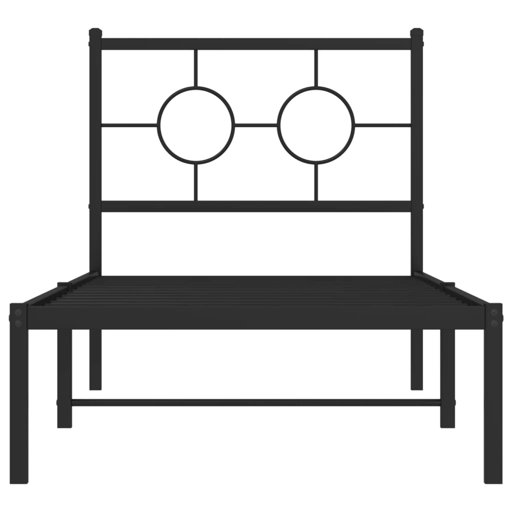 vidaXL Cadre de lit métal sans matelas avec tête de lit noir 80x200 cm