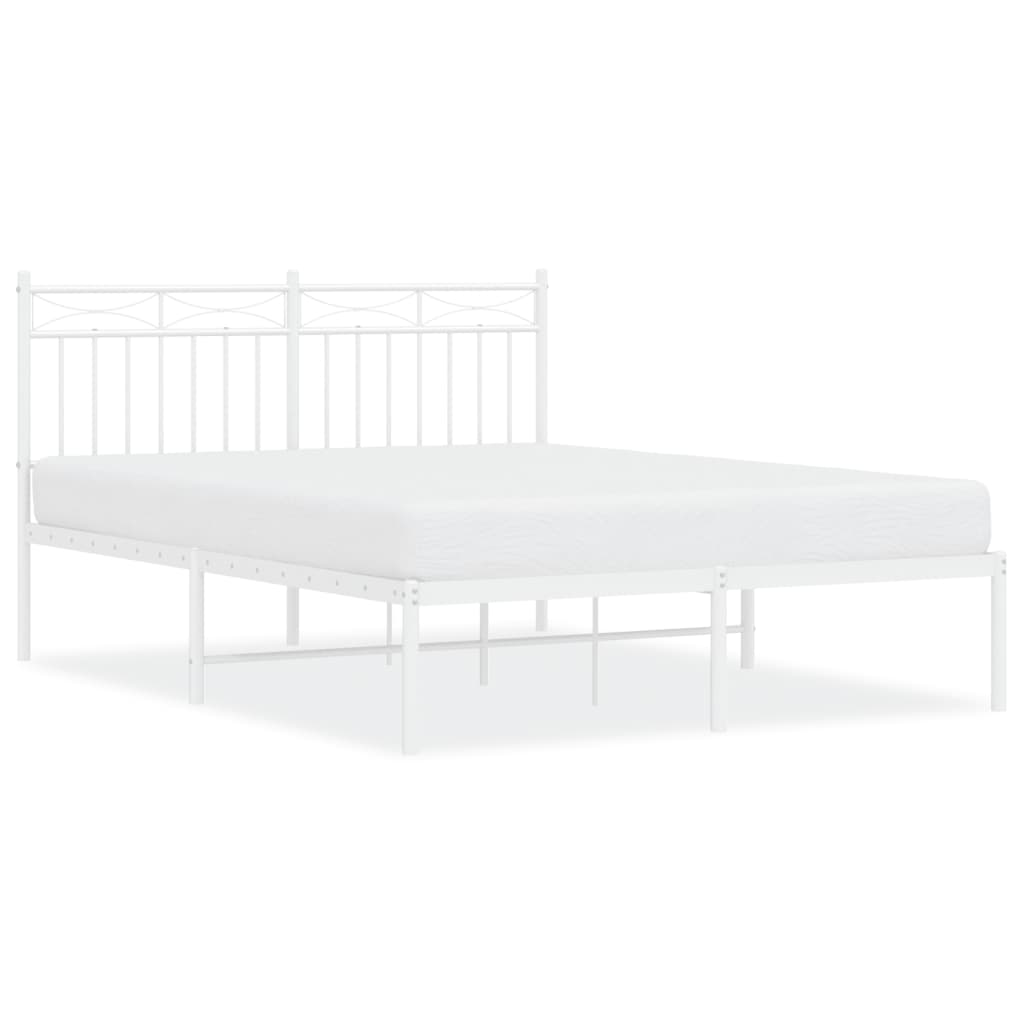 vidaXL Cadre de lit métal sans matelas et tête de lit blanc 135x190 cm