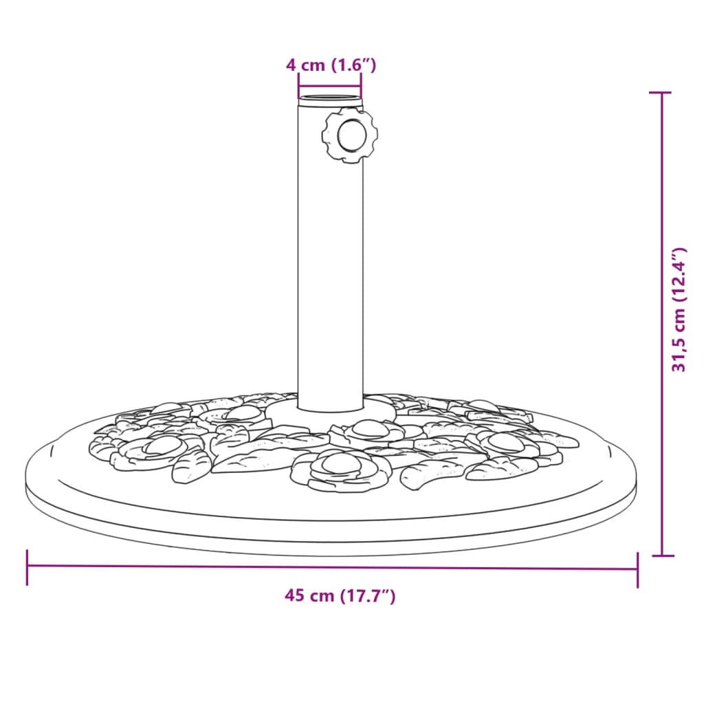 vidaXL Base de parasol pour mâts Ø38 / 48 mm 12 kg rond