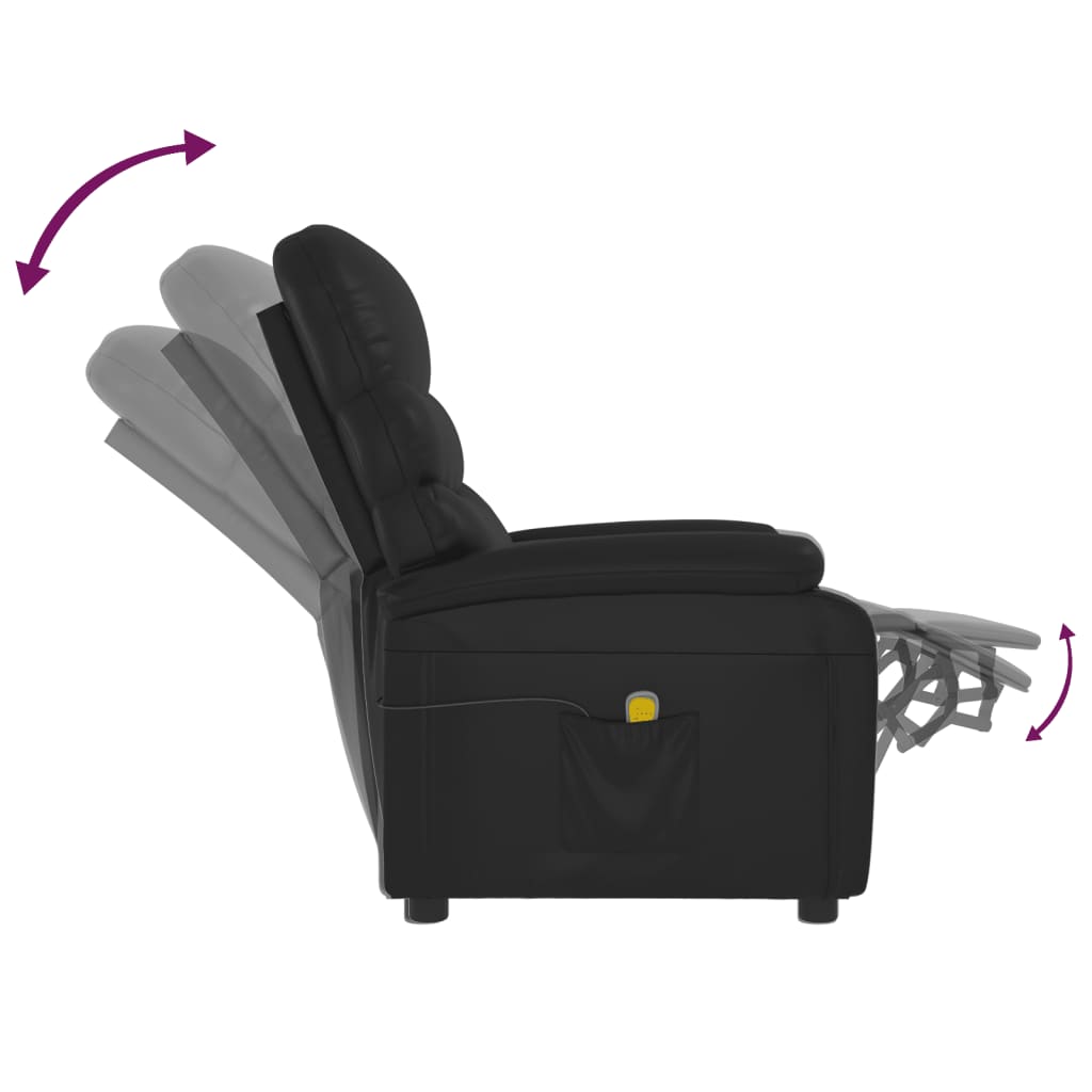 vidaXL Fauteuil de massage Noir Similicuir