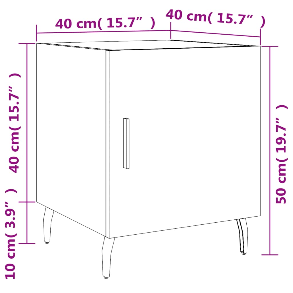 vidaXL Table de chevet sonoma gris 40x40x50 cm bois d'ingénierie