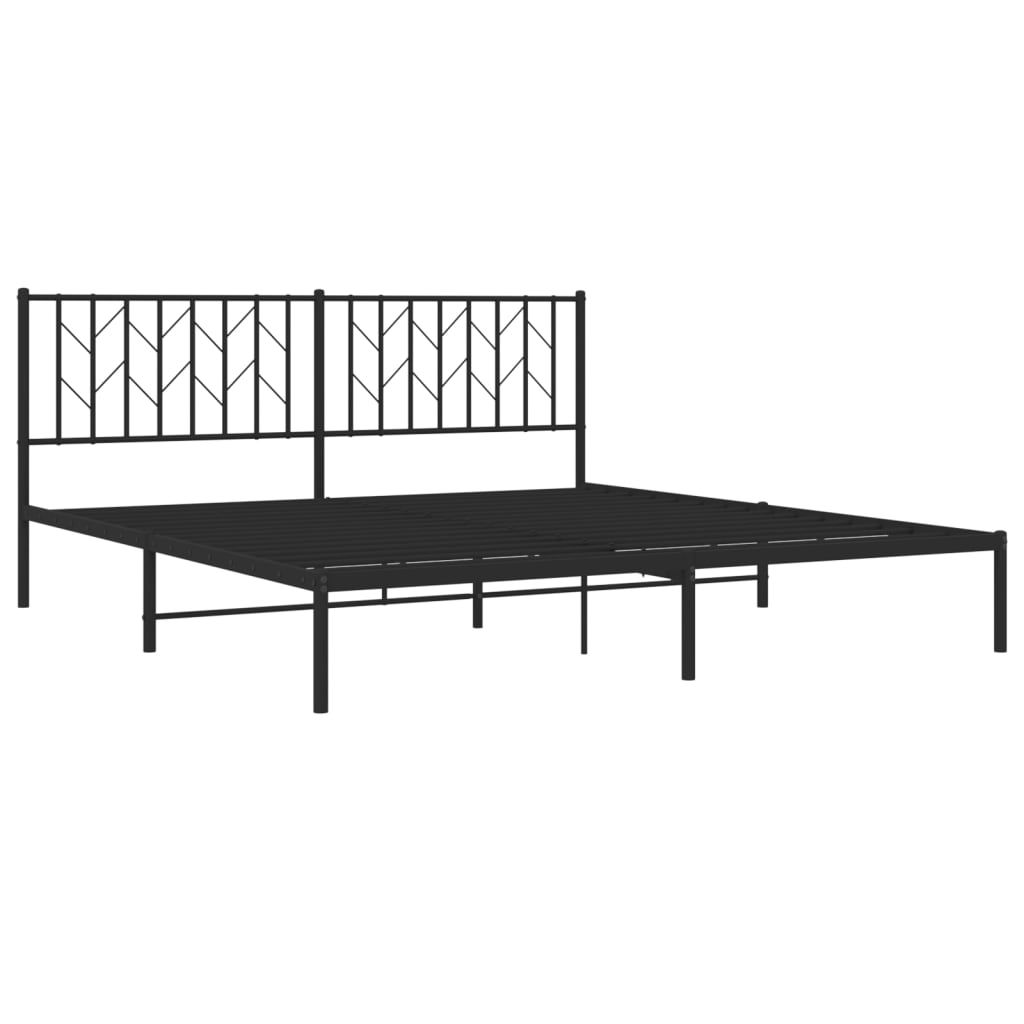 vidaXL Cadre de lit métal sans matelas avec tête de lit noir 183x213cm