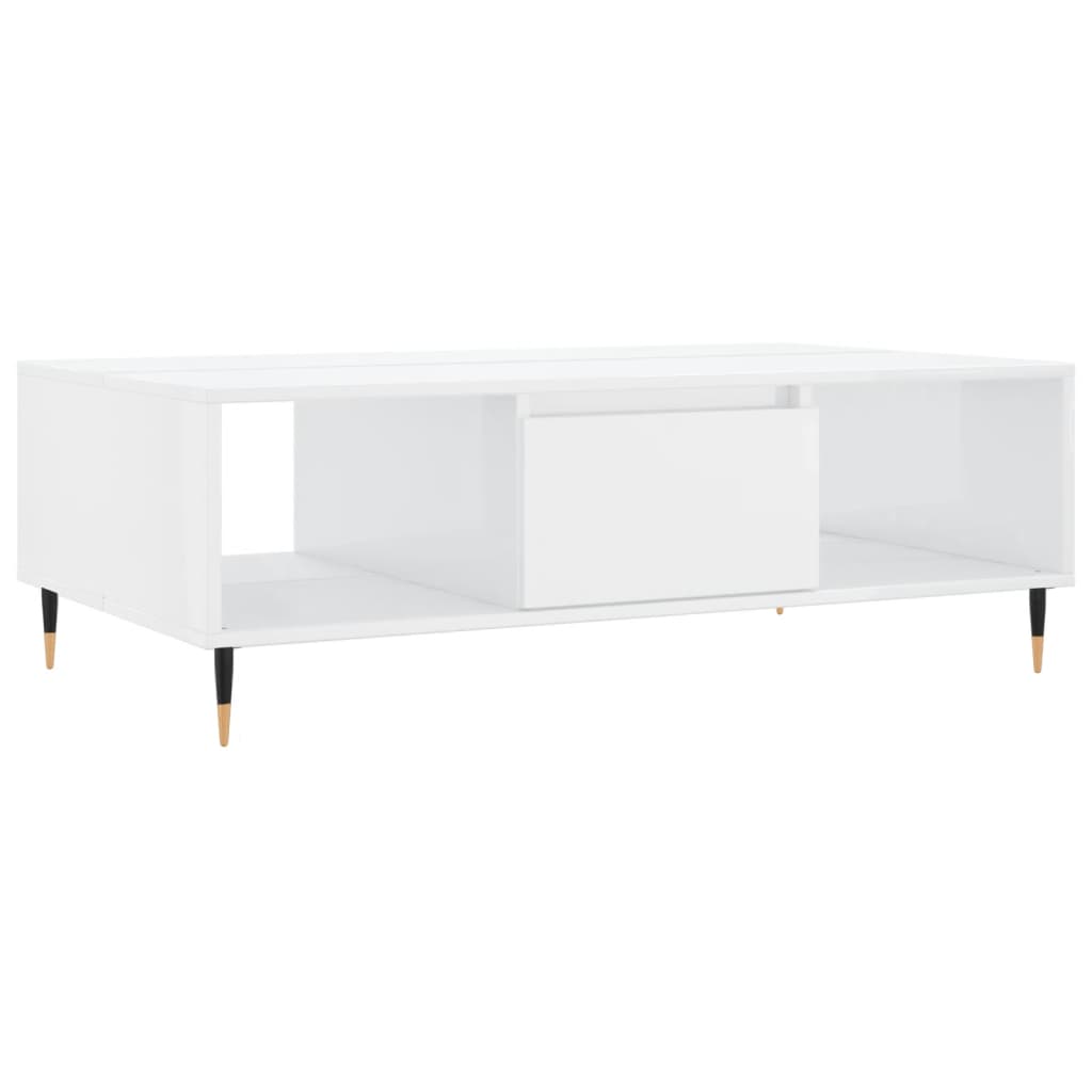 vidaXL Table basse blanc brillant 104x60x35 cm bois d'ingénierie